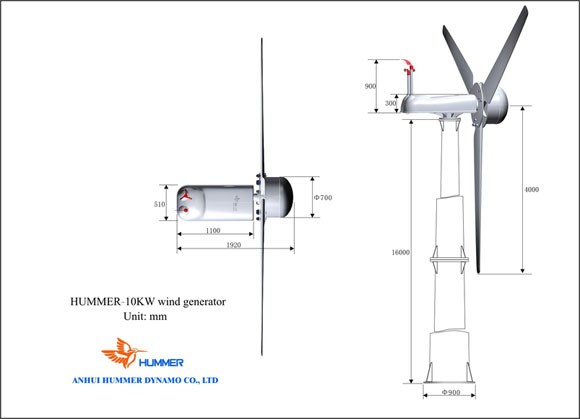 Hummer 10KW Mini Wind Turbine